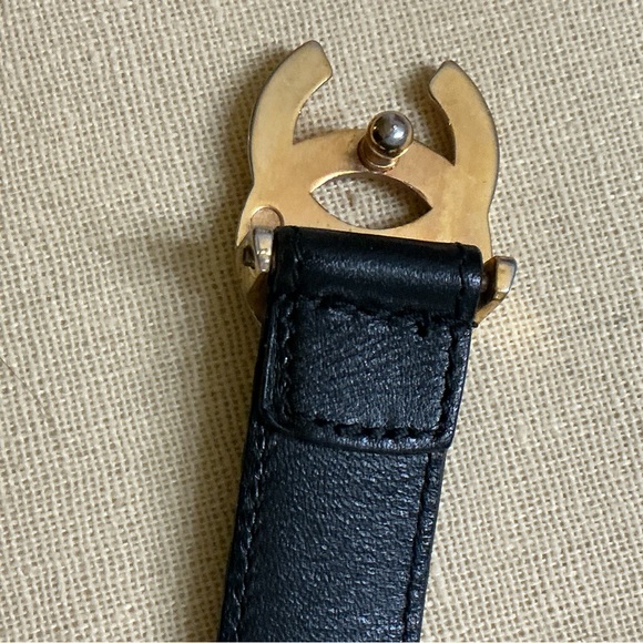 CHANEL Elegant Black Belt with Gold Accent main image 6